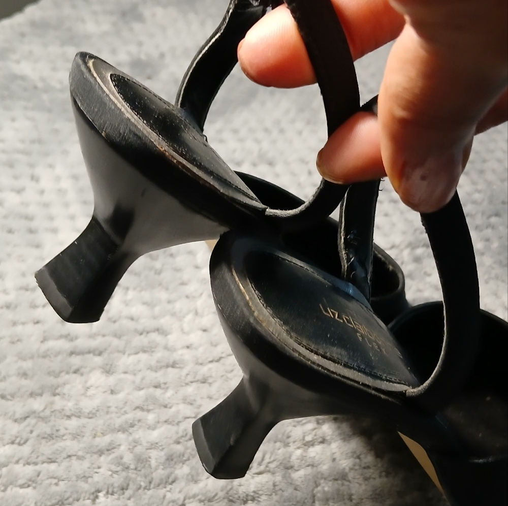 Liz Claiborne Black Slingback Heels - Picture 2 of 4